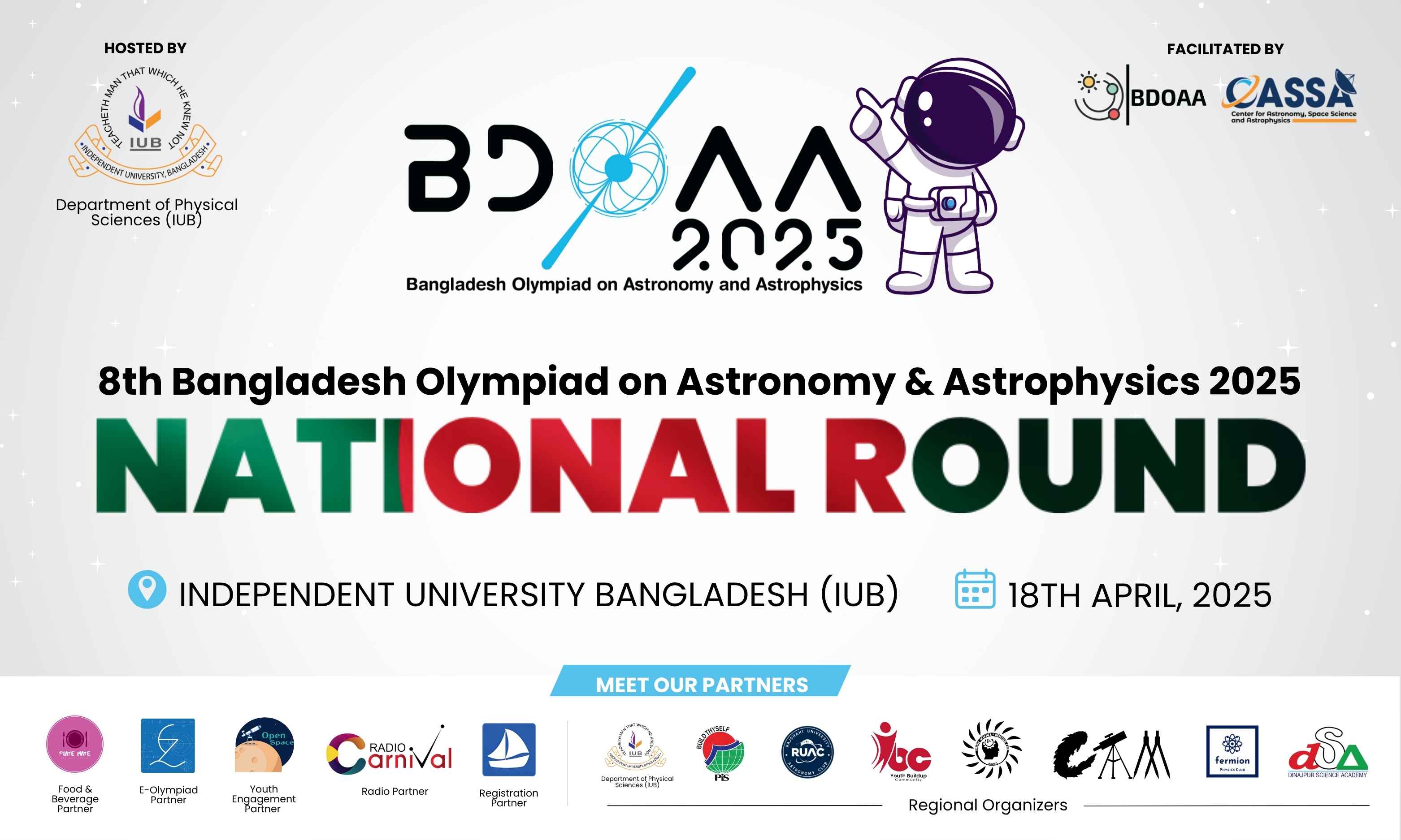 8th Bangladesh Olympiad on Astronomy and Astrophysics 2025 (BDOAA) National Round event board design by Md. Ashikur Rahman (Ayon)